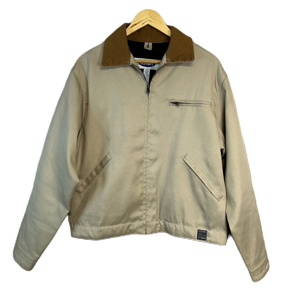Old Navy Men Y2K Barn Chore Jacket M Corduroy Collar Quilted Liner Tan Rustic